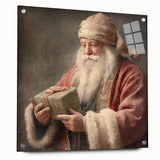 Holiday Wall Decorations - Santa with Gift in Snow Christmas Artwork