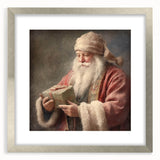 Christmas Framed Art - Santa with Gift Box Seasonal Wall Decoration
