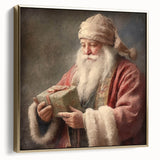 Christmas Framed Art - Santa with Gift Box Seasonal Wall Decoration