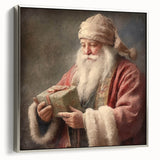 Christmas Framed Art - Santa with Gift Box Seasonal Wall Decoration