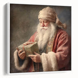 Christmas Framed Art - Santa with Gift Box Seasonal Wall Decoration