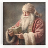 Holiday Wall Decorations - Santa with Gift in Snow Christmas Artwork