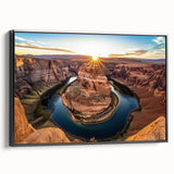 Framed canvas artwork showcasing a breathtaking landscape of canyons, emphasizing rich earthy tones and dramatic textures, perfect for enhancing home decor.