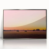 Framed acrylic landscape artwork depicting a serene countryside scene with rolling hills, vibrant greenery, and a clear blue sky, perfect for home decor.