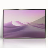 Framed acrylic art piece showcasing a stunning desert landscape in silver tones, featuring intricate details and vibrant colors, ideal for modern home decor.