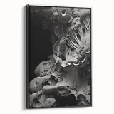 Framed canvas of black and white landscape painting, featuring vintage poster art style, ideal for bedroom decor.