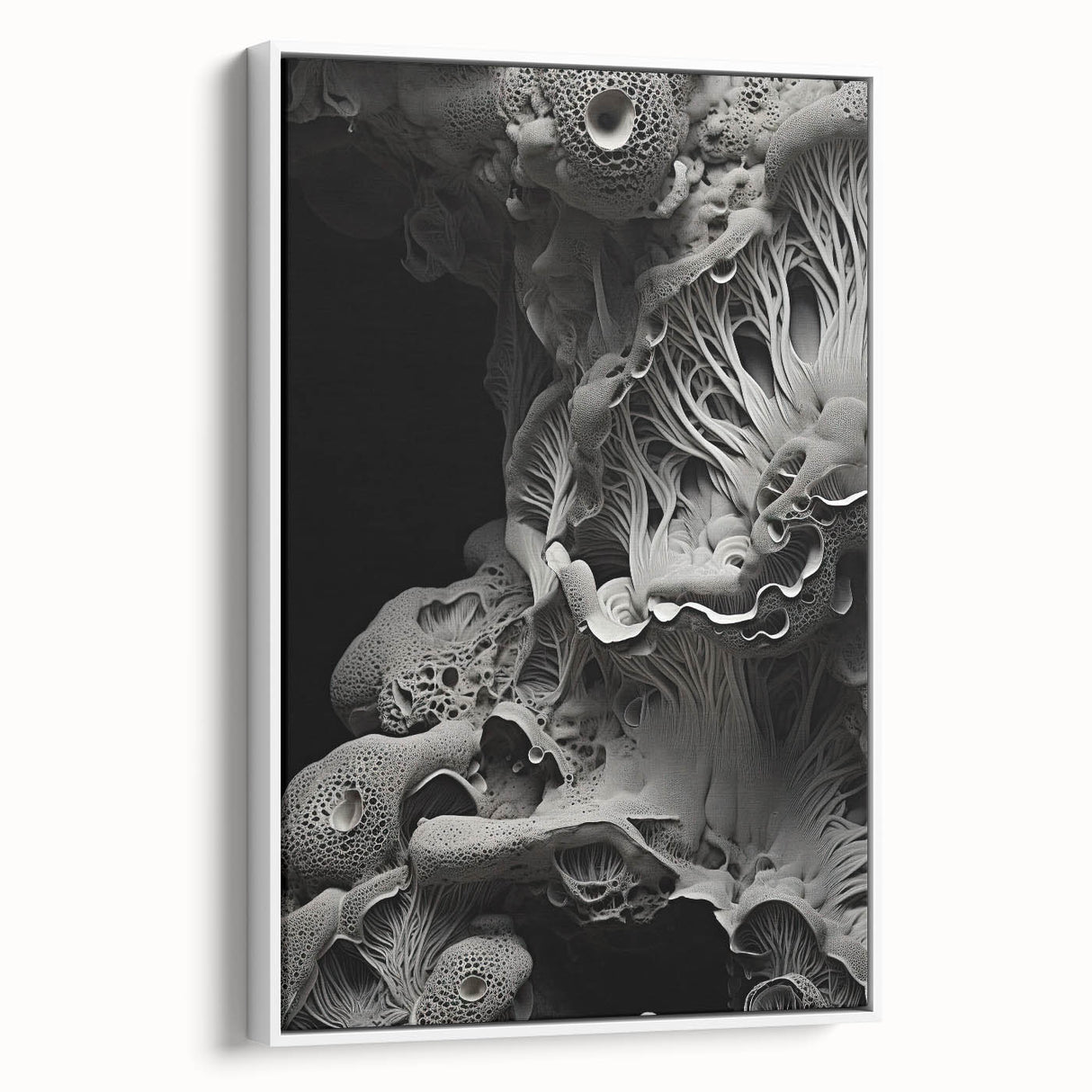 Vintage poster art on framed canvas, featuring vibrant colorful motifs on a black background, ideal for living room decor.