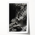 Close-up floral art on rolled print with natural elements in soft earth tones, suitable for dining room or bathroom.