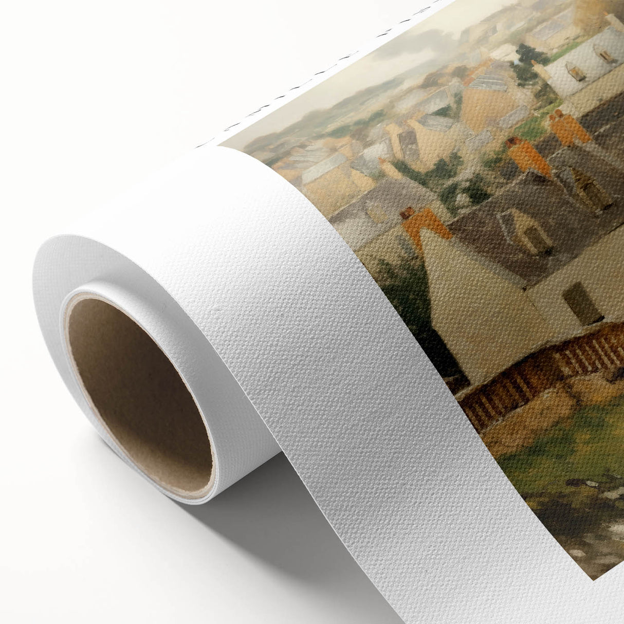 Art deco poster featuring a serene landscape in soft pastel shades on rolled canvas, ideal for nursery wall art.