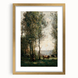 Wooded Landscape with Cows by Jean-Baptiste Corot - Classic Art Print
