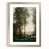 Wooded Landscape with Cows by Jean-Baptiste Corot - Classic Art Print