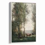 Wooded Landscape with Cows by Jean-Baptiste Corot - Classic Art Print