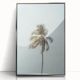 Mid-century modernist art of summer season in pastel shades, framed in silver acrylic, ideal for nursery wall art.