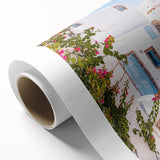 Art deco poster featuring a stylized summer scene in soft pastel colors on rolled canvas, ideal for nursery wall art.