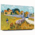 Vincent van Gogh-inspired acrylic print featuring swirling blue and yellow tones, ideal for bedroom or dining room decor.