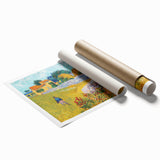 Extra large rolled canvas print featuring a floral motif in soft pastel shades.