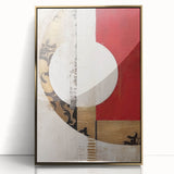 Framed abstract wall art featuring gold and blue acrylic strokes, showcasing a modern design that enhances any contemporary interior decor. Perfect for art enthusiasts.
