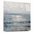 Abstract wall art print showcasing vibrant strokes in blue, pink, and gold on acrylic glass, elegantly displayed with pins for a modern artistic touch. Perfect for contemporary decor.