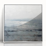 Framed acrylic wall art featuring abstract strokes in white and subtle gray tones, bringing a modern touch to home decor. Perfect for contemporary spaces.