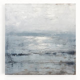Abstract wall art featuring vibrant strokes in shades of blue, orange, and yellow on stretched canvas, perfect for modern home decor or creative spaces.