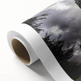 Stunning rolled canvas artwork depicting a serene landscape with a majestic castle surrounded by lush greenery, ideal for home decor or art enthusiasts.