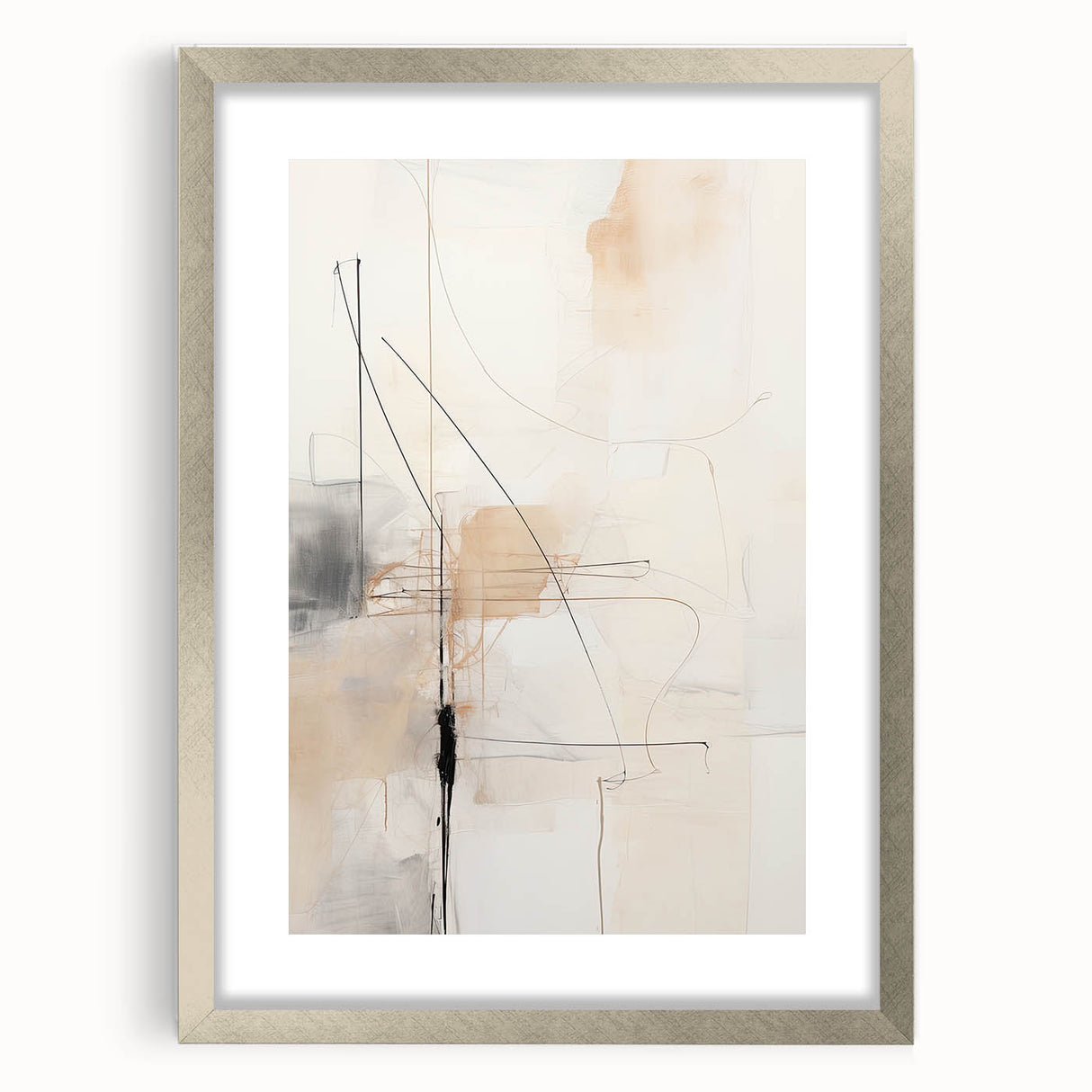 Contemporary Dining Art Pieces - Abstract Beige & Black Wall Décor