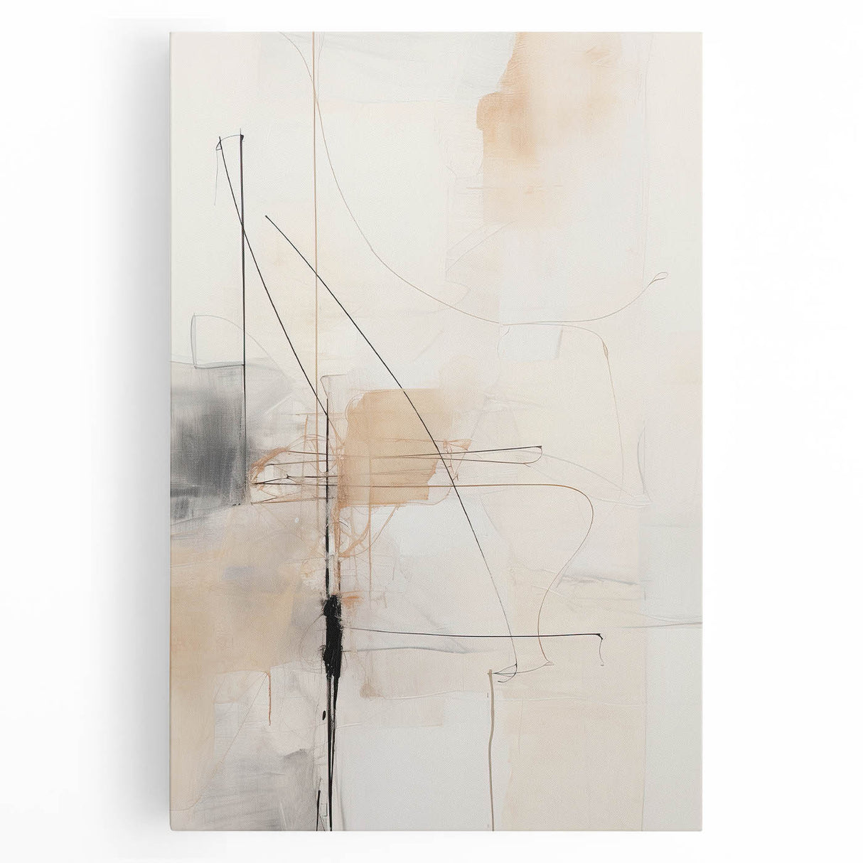 Contemporary Dining Art Pieces - Abstract Beige & Black Wall Décor