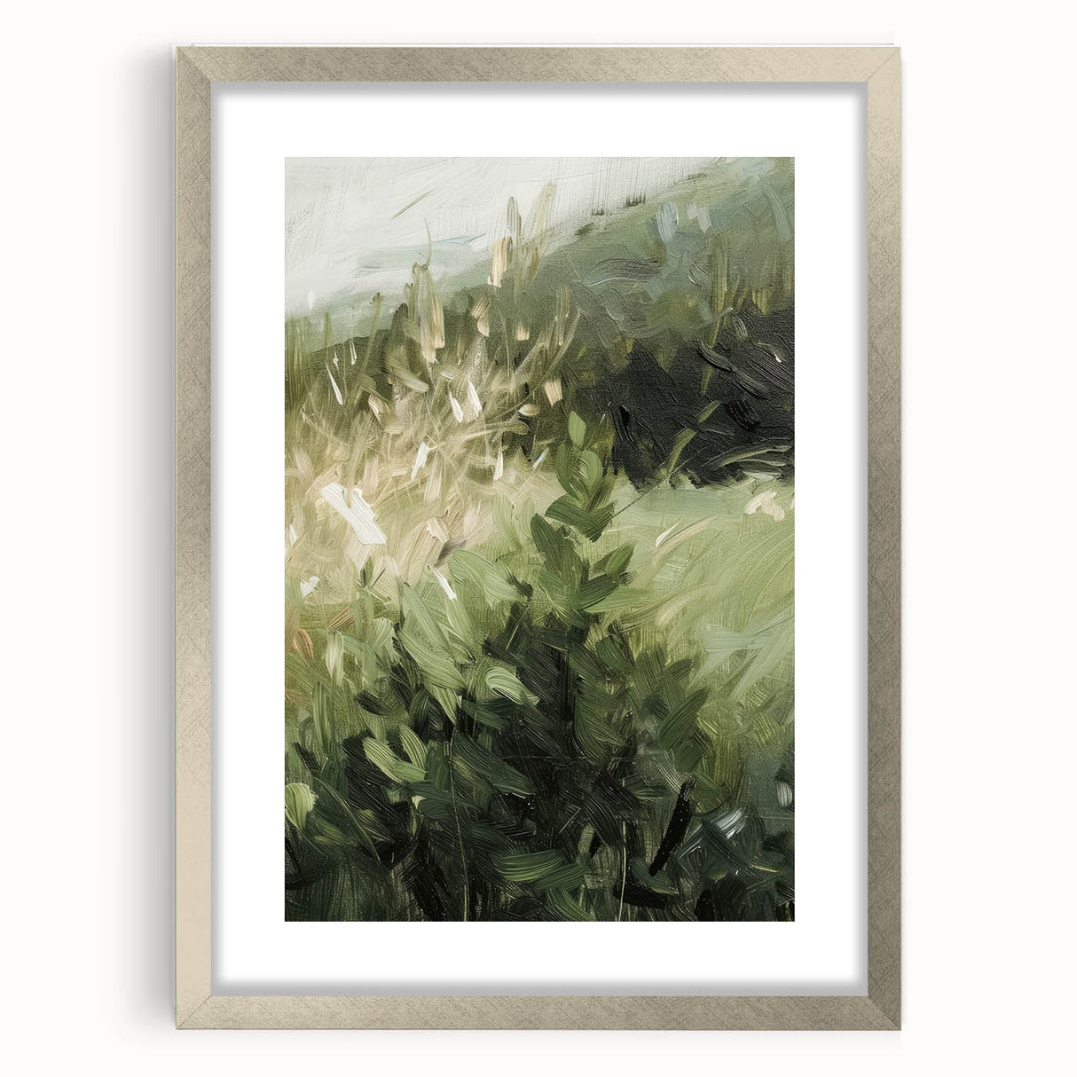 Serene Nature Living Room Wall Art – Green & Beige Landscape Canvas
