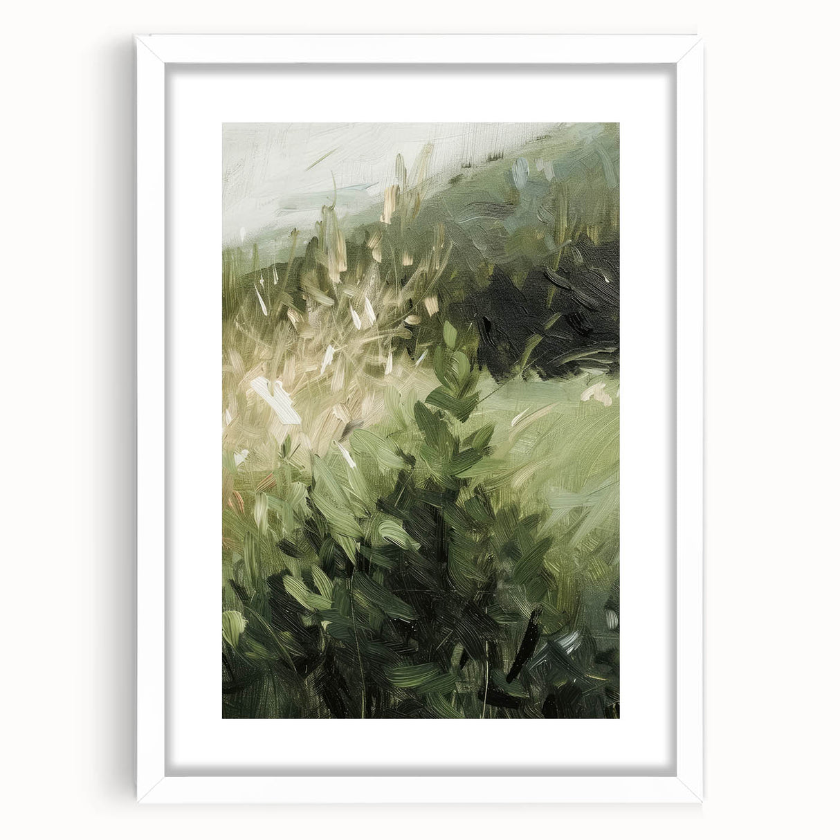 Serene Nature Living Room Wall Art – Green & Beige Landscape Canvas