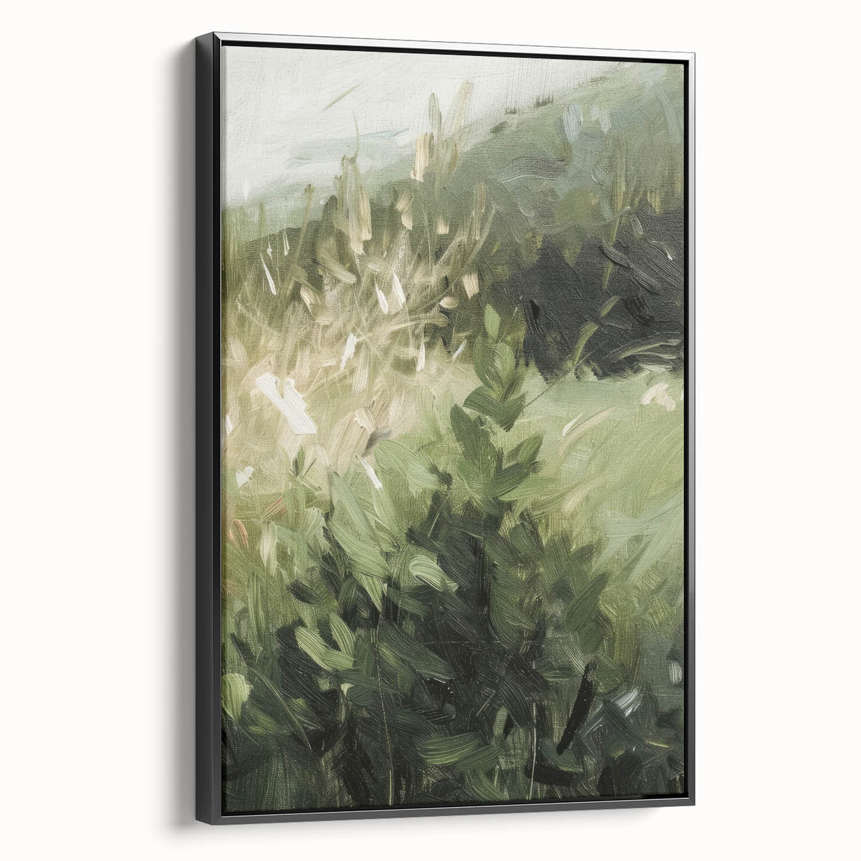 Serene Nature Living Room Wall Art – Green & Beige Landscape Canvas