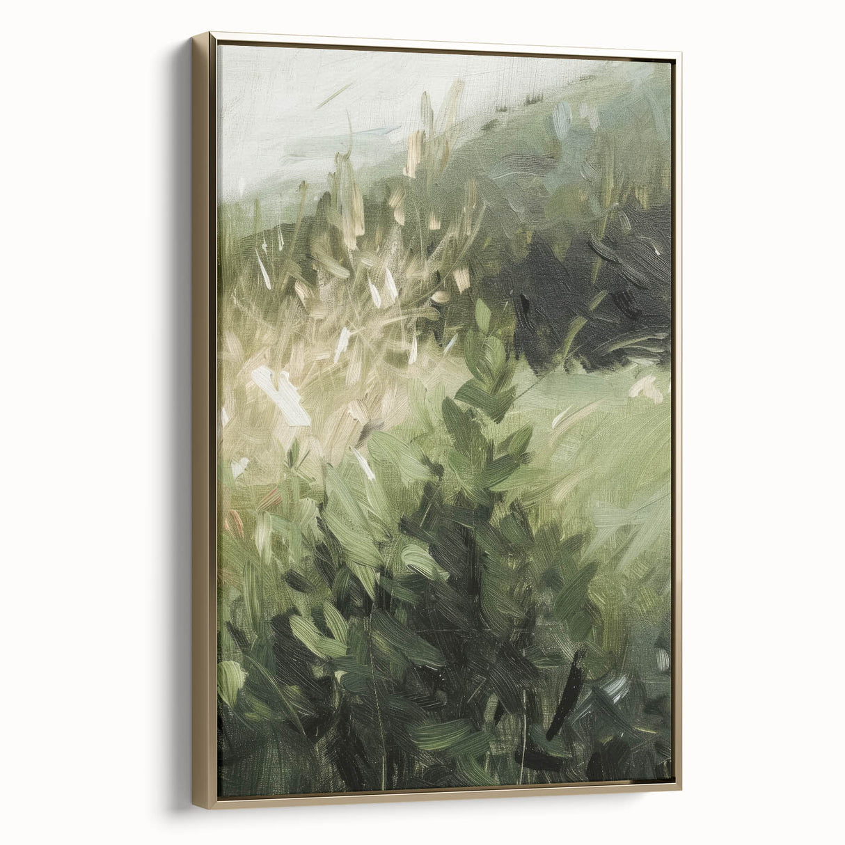 Serene Nature Living Room Wall Art – Green & Beige Landscape Canvas