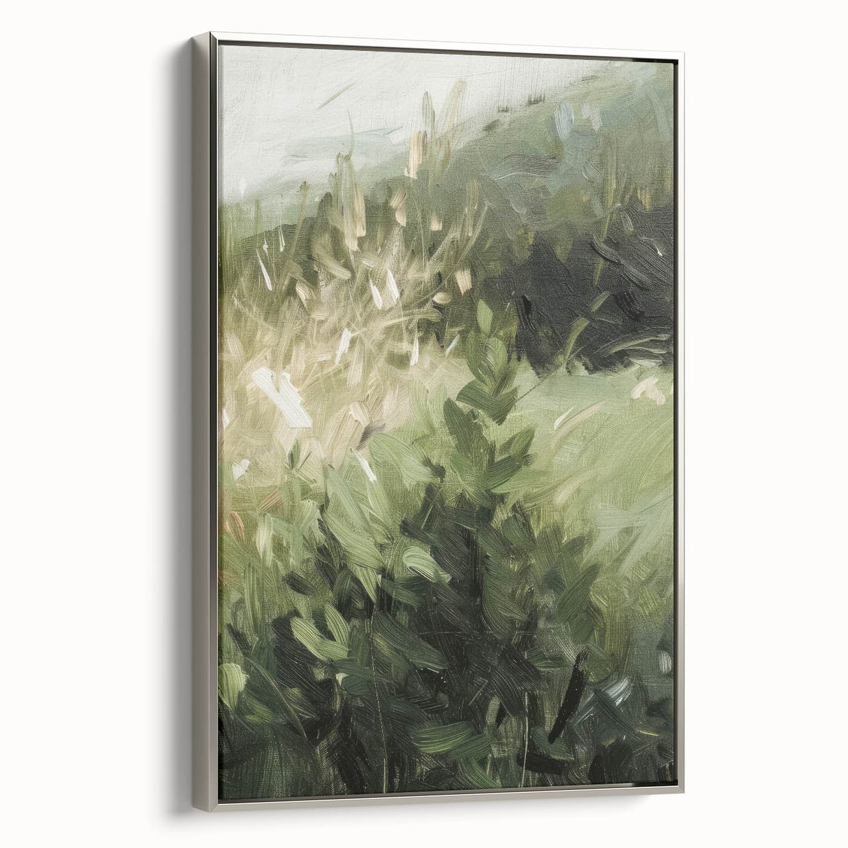 Serene Nature Living Room Wall Art – Green & Beige Landscape Canvas