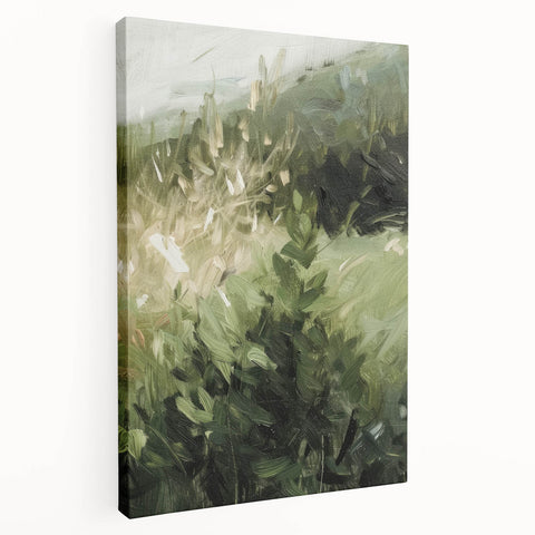 Serene Nature Living Room Wall Art – Green & Beige Landscape Canvas