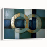 Framed abstract geometric canvas artwork in white, showcasing sharp angles and intricate patterns, ideal for modern home decor and artistic enhancements.