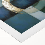 Abstract geometric rolled canvas art featuring vibrant colors and bold shapes, ideal for modern home decor. Packaged securely in a cardboard tube for safe delivery.