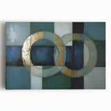 Abstract geometric stretched canvas artwork showcasing vibrant colors and sharp angles, perfect for modern home decor. Ideal for adding a contemporary touch to any living space.