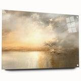 Abstract landscape wall art displayed in an acrylic glass frame, showcasing vibrant colors and unique textures. Side view reveals mounting pins, enhancing modern decor.