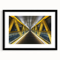 Landscape bridge frame in black with a mat, showcasing a sleek front view, ideal for modern home decor and art displays, enhancing any interior aesthetic.