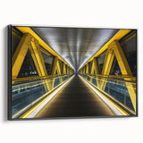 Framed canvas artwork depicting a serene landscape bridge scene, showcasing rich colors and intricate details, perfect for enhancing home decor with nature-inspired elegance.