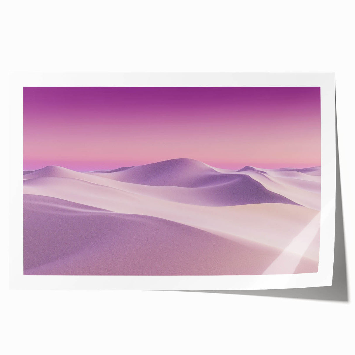 Desert landscape rolled print showcasing vibrant hues of orange and red with textured details, elegantly packaged in a protective cardboard tube for art enthusiasts.