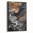 Black and white landscape art painting on framed canvas, featuring a vintage poster style, ideal for bedroom decor.