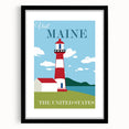 Retro Maine Lighthouse Poster – Vintage Prints & Nautical Wall Art