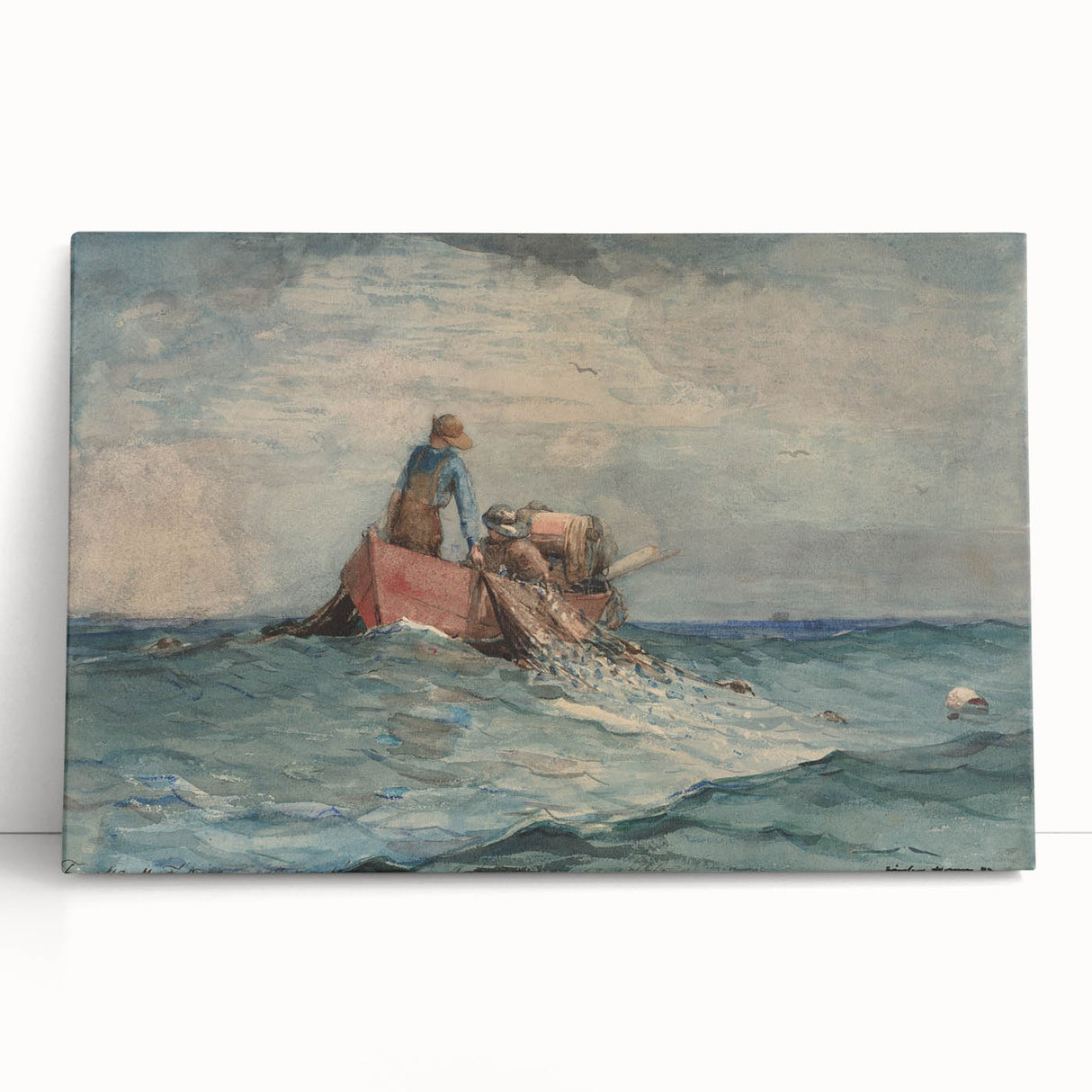 Realism Art Prints - Hauling in the Nets by Winslow Homer