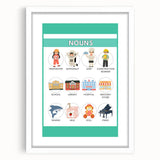 Kids Educational Wall Art – Nouns Learning Poster for Classrooms
