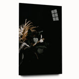 Large abstract wall art on acrylic glass showcasing swirling autumnal hues, ideal for bedroom or dining room decor.