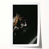 Extra large rolled print featuring a fall-themed floral design in warm orange and red tones, ideal for dining room wall art.