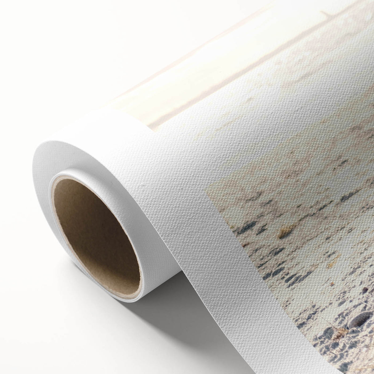 Art deco poster depicting a summer scene on rolled canvas, featuring soft pastel colors, ideal for nursery wall art.