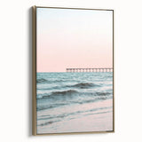 Vintage poster art of a summer landscape on framed canvas, with muted earth tones, ideal for bedroom wall decor.
