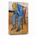Large abstract wall art on acrylic glass depicting colorful swirls, ideal for modern bedroom or dining room decor.
