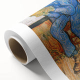 Art deco poster of a starry night scene in blue and yellow tones on rolled canvas, ideal for nursery wall art.